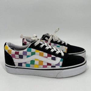 Vans Old Skool Rainbow Checkerboard Skate Shoe Women 8